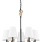 Z-Lite Claudelle 5-Light Candelabra Bulb Base Matte Black and Modern Gold Steel White Fabric Shade Chandelier