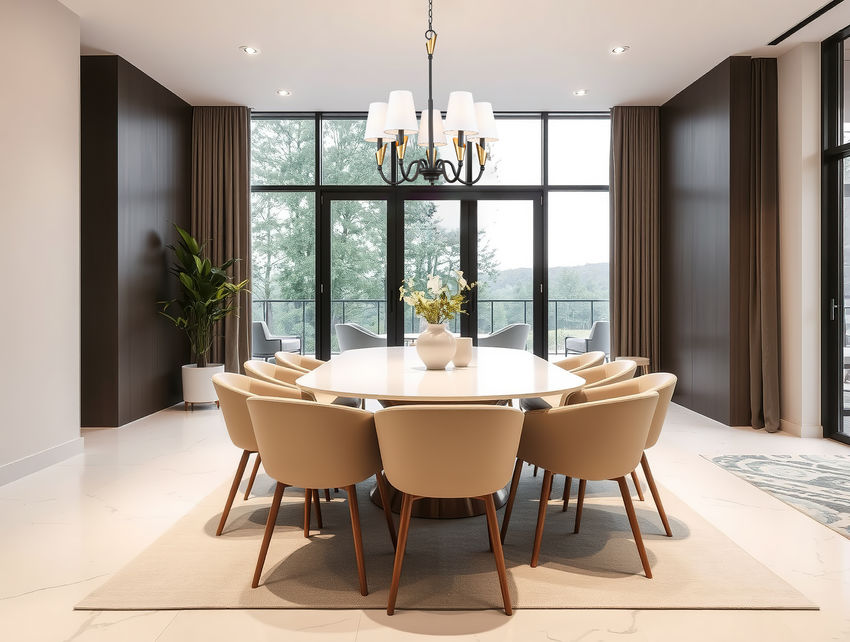 Z-Lite Claudelle 5-Light Candelabra Bulb Base Matte Black and Modern Gold Steel White Fabric Shade Chandelier