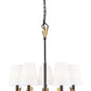 Z-Lite Claudelle 5-Light Candelabra Bulb Base Matte Black and Modern Gold Steel White Fabric Shade Chandelier