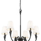 Z-Lite Claudelle 6-Light Candelabra Bulb Base Matte Black Steel White Fabric Shade Chandelier