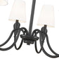 Z-Lite Claudelle 6-Light Candelabra Bulb Base Matte Black Steel White Fabric Shade Chandelier