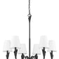 Z-Lite Claudelle 6-Light Candelabra Bulb Base Matte Black Steel White Fabric Shade Chandelier