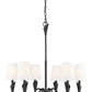 Z-Lite Claudelle 6-Light Candelabra Bulb Base Matte Black Steel White Fabric Shade Chandelier