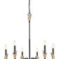 Z-Lite Claudelle 6-Light Candelabra Bulb Base Matte Black and Modern Gold Steel White Fabric Shade Chandelier