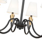 Z-Lite Claudelle 6-Light Candelabra Bulb Base Matte Black and Modern Gold Steel White Fabric Shade Chandelier
