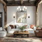 Z-Lite Claudelle 6-Light Candelabra Bulb Base Matte Black and Modern Gold Steel White Fabric Shade Chandelier