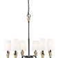 Z-Lite Claudelle 6-Light Candelabra Bulb Base Matte Black and Modern Gold Steel White Fabric Shade Chandelier