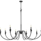 Z-Lite Claudelle 65" 8-Light Candelabra Bulb Base Matte Black Steel White Fabric Shade Chandelier
