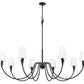 Z-Lite Claudelle 65" 8-Light Candelabra Bulb Base Matte Black Steel White Fabric Shade Chandelier