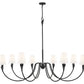 Z-Lite Claudelle 65" 8-Light Candelabra Bulb Base Matte Black Steel White Fabric Shade Chandelier