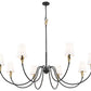 Z-Lite Claudelle 65" 8-Light Candelabra Bulb Base Matte Black and Modern Gold Steel White Fabric Shade Chandelier