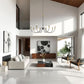Z-Lite Claudelle 65" 8-Light Candelabra Bulb Base Matte Black and Modern Gold Steel White Fabric Shade Chandelier