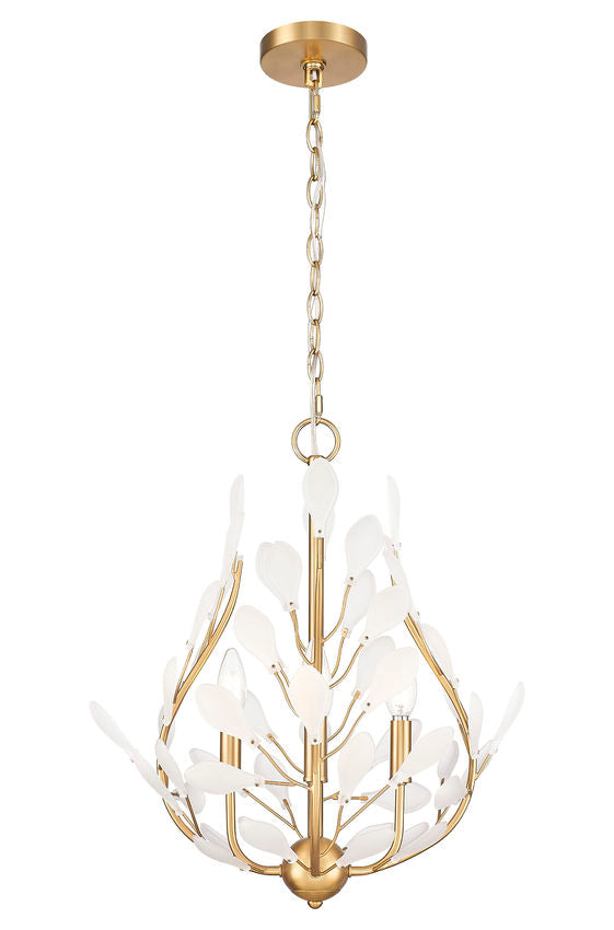 Z-Lite Claudine 18" 4-Light Modern Gold Steel Frame Frosted Glass Shade Chandelier