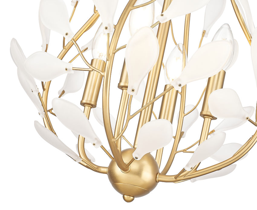 Z-Lite Claudine 18" 4-Light Modern Gold Steel Frame Frosted Glass Shade Chandelier
