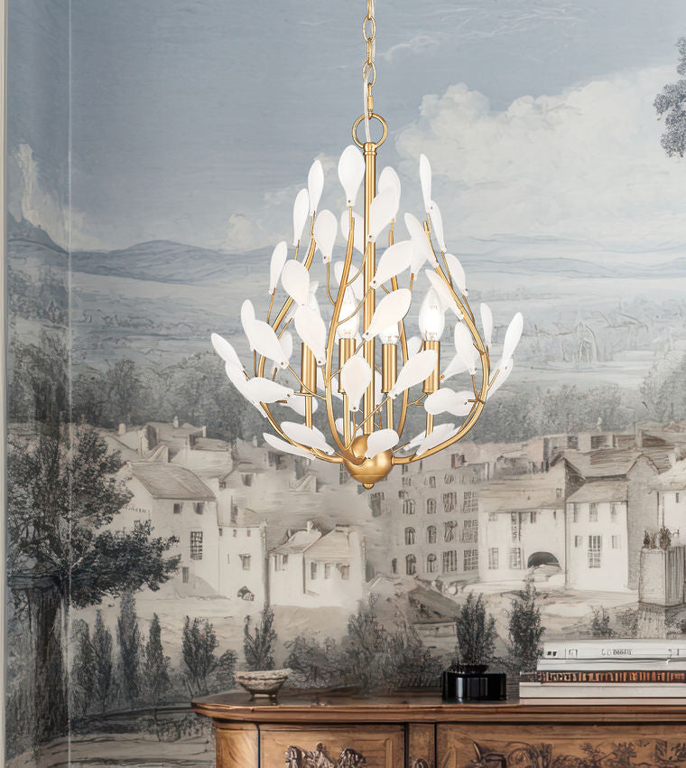 Z-Lite Claudine 18" 4-Light Modern Gold Steel Frame Frosted Glass Shade Chandelier