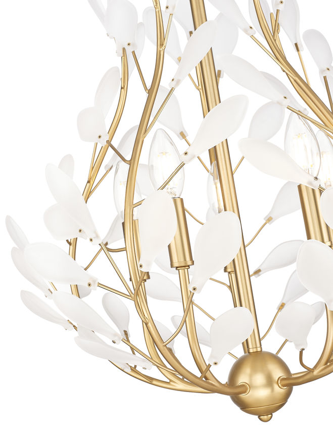 Z-Lite Claudine 24" 5-Light Modern Gold Steel Frame Frosted Glass Shade Chandelier
