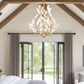 Z-Lite Claudine 24" 5-Light Modern Gold Steel Frame Frosted Glass Shade Chandelier