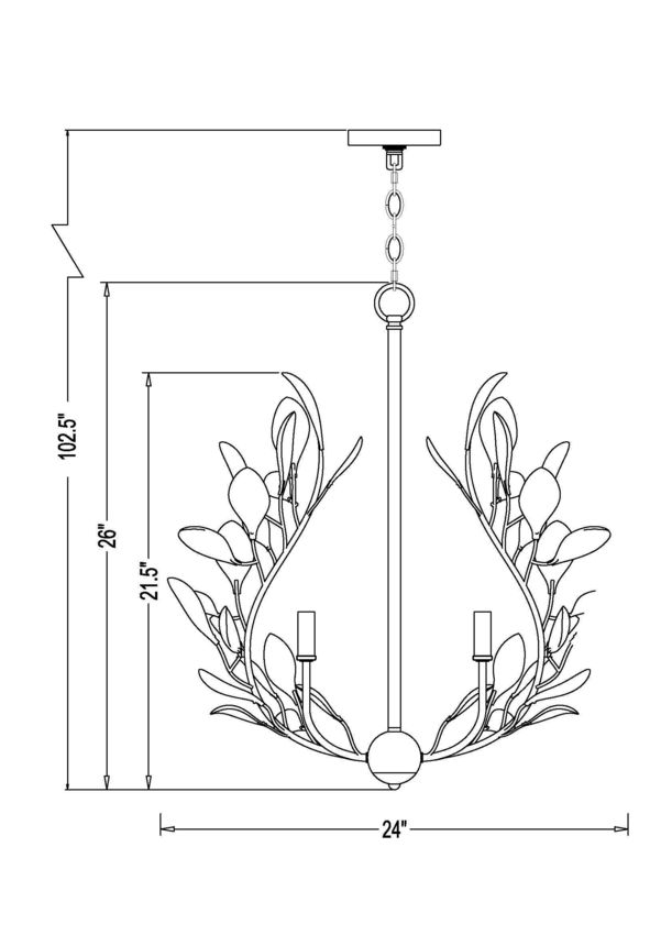 Z-Lite Claudine 24" 5-Light Modern Gold Steel Frame Frosted Glass Shade Chandelier