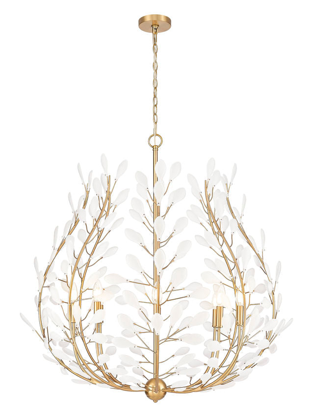 Z-Lite Claudine 38" 8-Light Modern Gold Steel Frame Frosted Glass Shade Chandelier