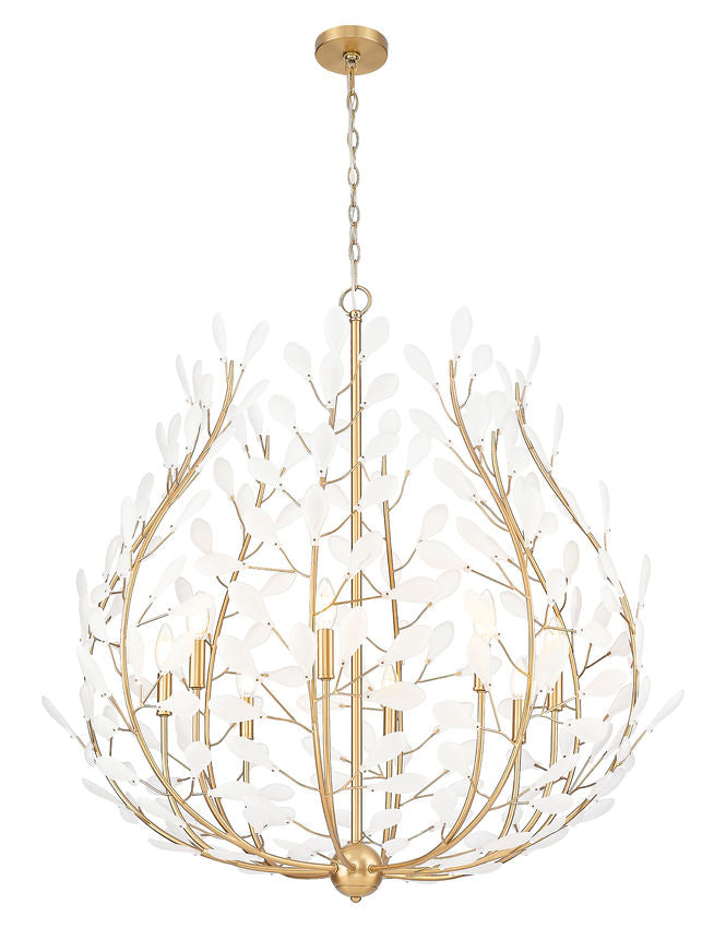 Z-Lite Claudine 38" 8-Light Modern Gold Steel Frame Frosted Glass Shade Chandelier
