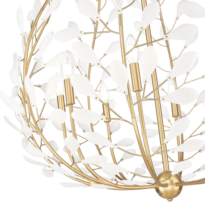 Z-Lite Claudine 38" 8-Light Modern Gold Steel Frame Frosted Glass Shade Chandelier
