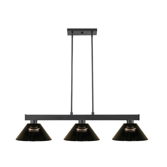Z-Lite Cobalt 14" 3-Light Matte Black Billiard Island Light With Smoke Acrylic Shade