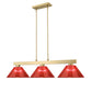 Z-Lite Cobalt 14" 3-Light Medium Bulb Base Modern Gold Steel Burgundy Plastic Shade Billiard Light