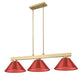 Z-Lite Cobalt 14" 3-Light Medium Bulb Base Modern Gold Steel Burgundy Plastic Shade Billiard Light