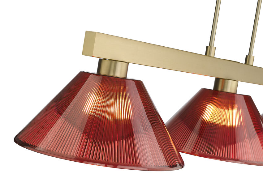 Z-Lite Cobalt 14" 3-Light Medium Bulb Base Modern Gold Steel Burgundy Plastic Shade Billiard Light