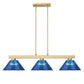 Z-Lite Cobalt 14" 3-Light Medium Bulb Base Modern Gold Steel Dark Blue Plastic Shade Billiard Light