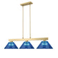 Z-Lite Cobalt 14" 3-Light Medium Bulb Base Modern Gold Steel Dark Blue Plastic Shade Billiard Light