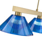 Z-Lite Cobalt 14" 3-Light Medium Bulb Base Modern Gold Steel Dark Blue Plastic Shade Billiard Light