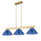 Z-Lite Cobalt 14" 3-Light Medium Bulb Base Modern Gold Steel Dark Blue Plastic Shade Billiard Light