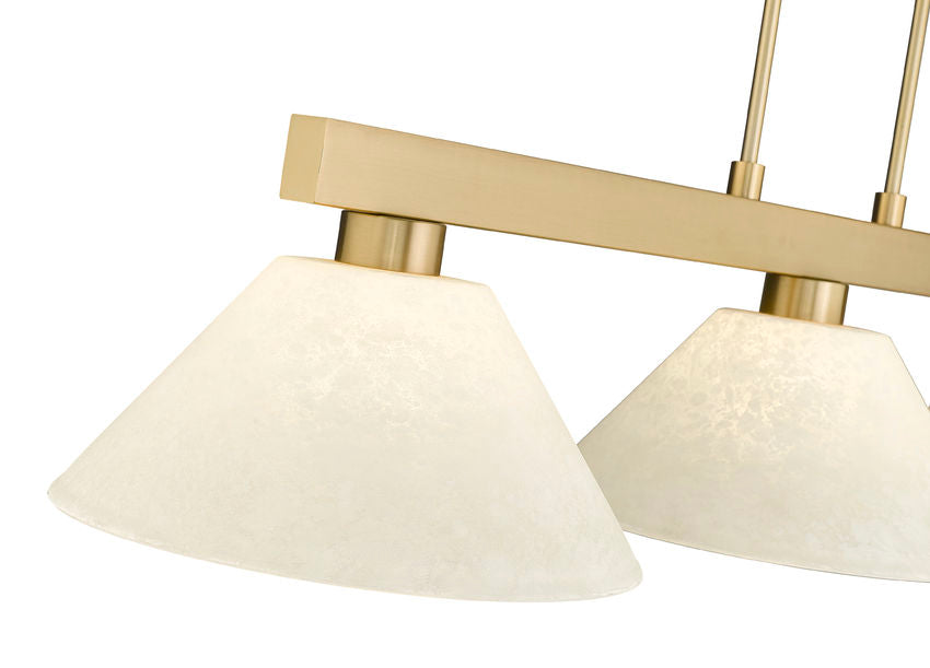 Z-Lite Cobalt 14" 3-Light Medium Bulb Base Modern Gold Steel Golden Mottle Glass Shade Billiard Light