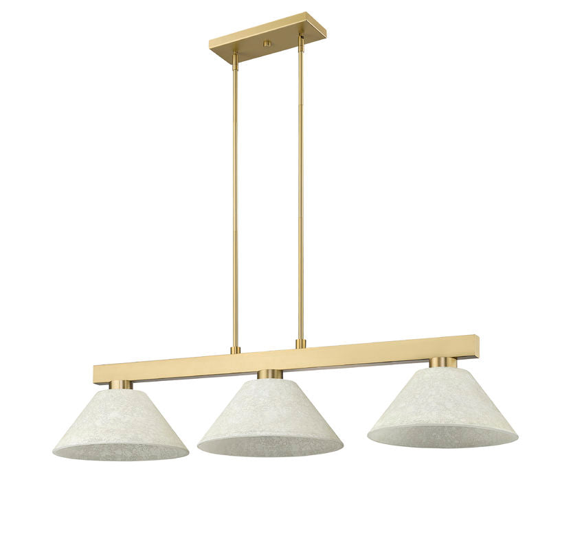 Z-Lite Cobalt 14" 3-Light Medium Bulb Base Modern Gold Steel Golden Mottle Glass Shade Billiard Light