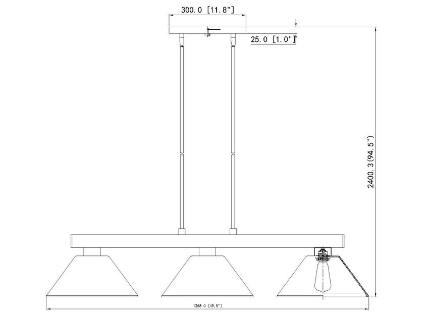 Z-Lite Cobalt 14" 3-Light Medium Bulb Base Modern Gold Steel Golden Mottle Glass Shade Billiard Light