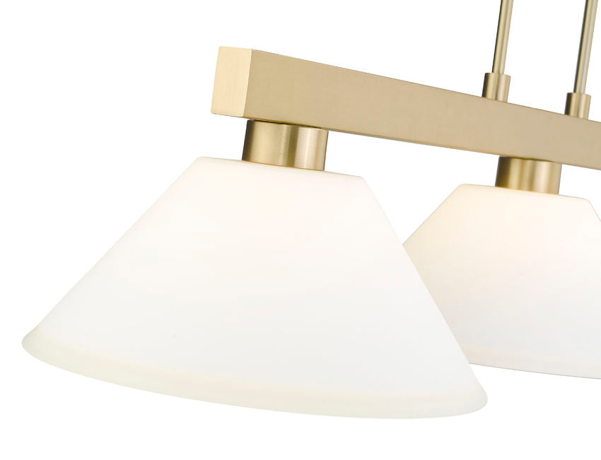 Z-Lite Cobalt 14" 3-Light Medium Bulb Base Modern Gold Steel Matte Opal Glass Shade Billiard Light