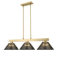 Z-Lite Cobalt 14" 3-Light Medium Bulb Base Modern Gold Steel Smoke Plastic Shade Billiard Light