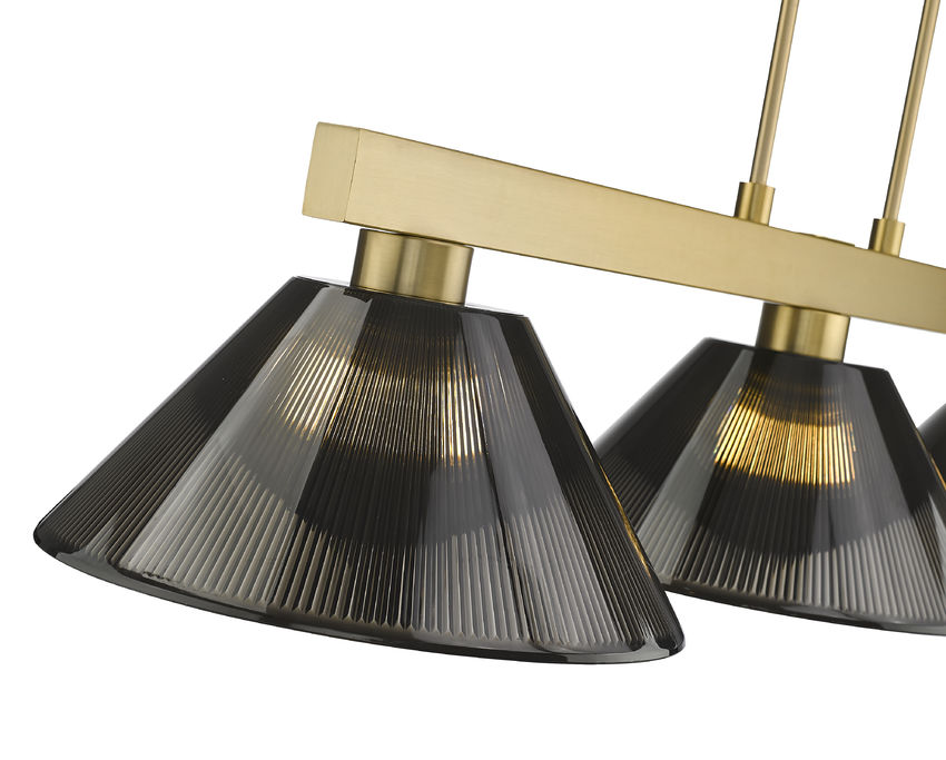 Z-Lite Cobalt 14" 3-Light Medium Bulb Base Modern Gold Steel Smoke Plastic Shade Billiard Light