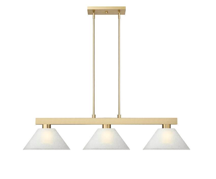 Z-Lite Cobalt 14" 3-Light Medium Bulb Base Modern Gold Steel White Linen Glass Shade Billiard Light