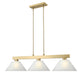 Z-Lite Cobalt 14" 3-Light Medium Bulb Base Modern Gold Steel White Linen Glass Shade Billiard Light