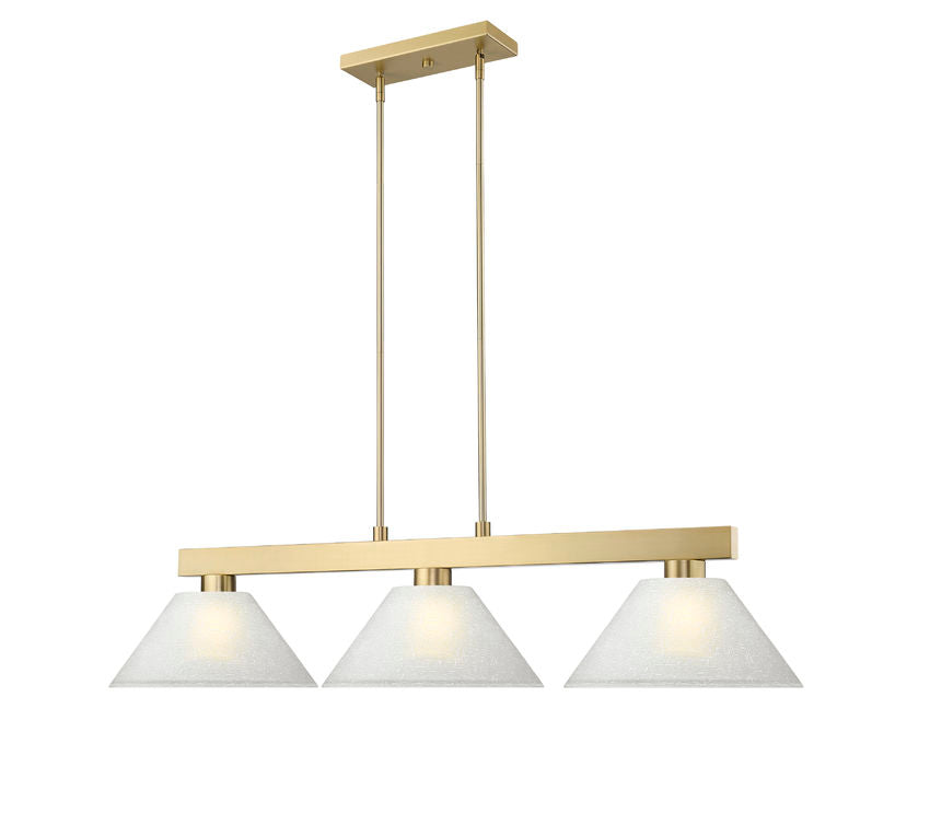 Z-Lite Cobalt 14" 3-Light Medium Bulb Base Modern Gold Steel White Linen Glass Shade Billiard Light