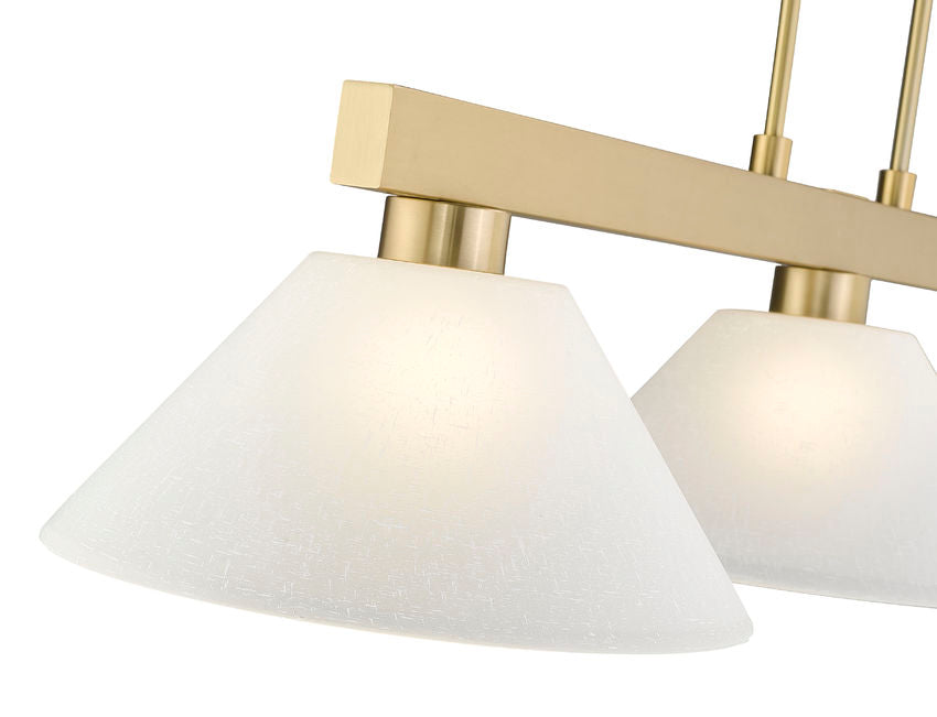 Z-Lite Cobalt 14" 3-Light Medium Bulb Base Modern Gold Steel White Linen Glass Shade Billiard Light