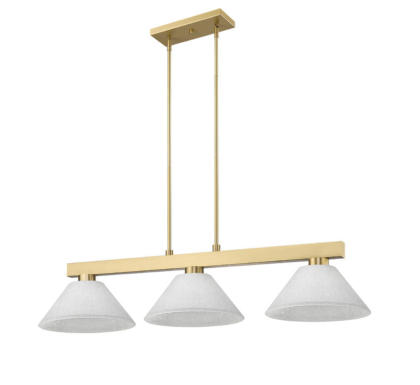 Z-Lite Cobalt 14" 3-Light Medium Bulb Base Modern Gold Steel White Linen Glass Shade Billiard Light