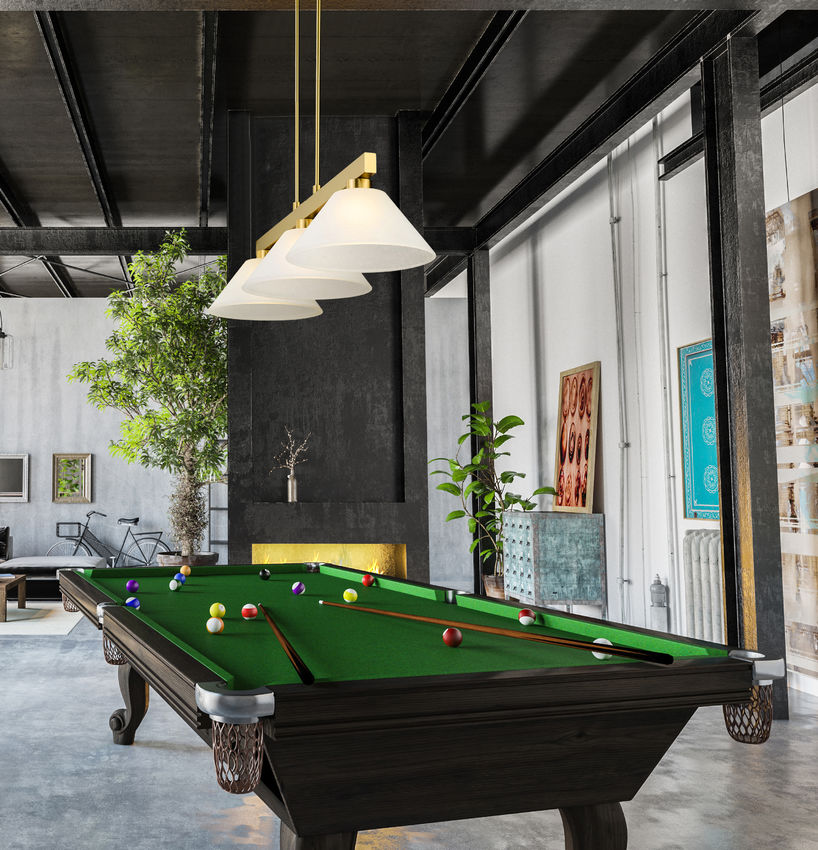 Z-Lite Cobalt 14" 3-Light Medium Bulb Base Modern Gold Steel White Linen Glass Shade Billiard Light