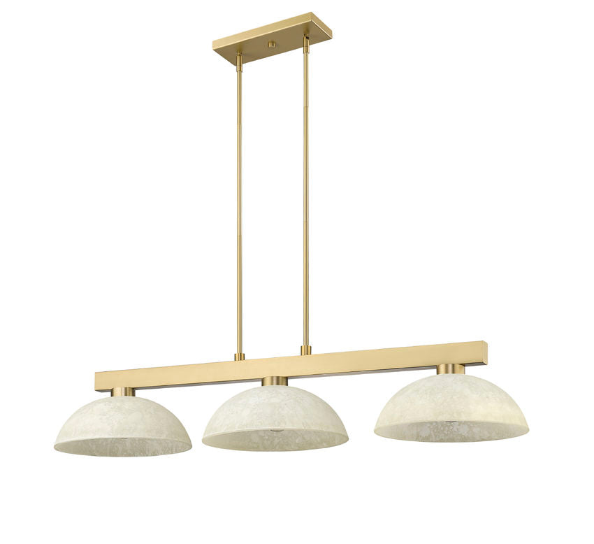 Z-Lite Cobalt 152MGLD-DGM14 14" 3-Light Medium Bulb Base Modern Gold Steel Golden Mottle Glass Shade Billiard Light