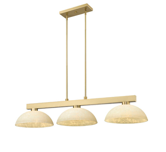 Z-Lite Cobalt 152MGLD-DGM14 14" 3-Light Medium Bulb Base Modern Gold Steel Golden Mottle Glass Shade Billiard Light