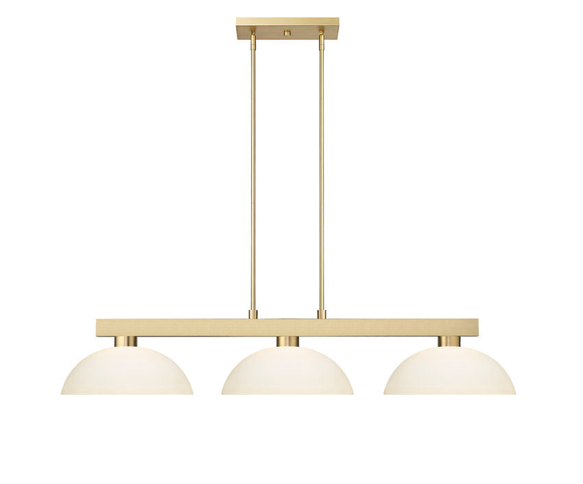 Z-Lite Cobalt 152MGLD-DMO14 14" 3-Light Medium Bulb Base Modern Gold Steel Matte Opal Glass Shade Billiard Light