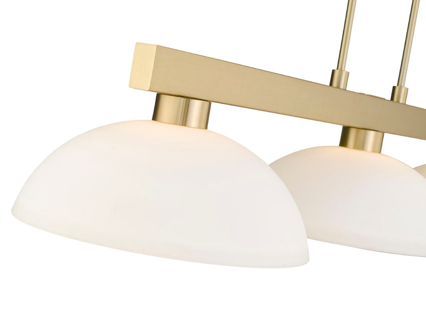 Z-Lite Cobalt 152MGLD-DMO14 14" 3-Light Medium Bulb Base Modern Gold Steel Matte Opal Glass Shade Billiard Light