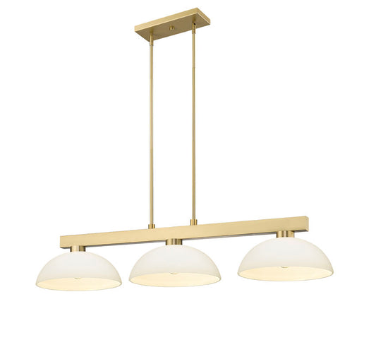 Z-Lite Cobalt 152MGLD-DMO14 14" 3-Light Medium Bulb Base Modern Gold Steel Matte Opal Glass Shade Billiard Light